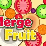 Barevné ilustrace různých druhů ovoce s textem Merge Fruit uprostřed