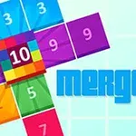 Barevné číselné bloky na světlém pozadí s nápisem Merge 10 uprostřed