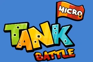 Barevně stylizovaný název Tank Battle s vlajkou a nápisem Micro