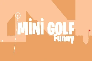 Nápis Mini Golf Funny na oranžovém pozadí s grafickými prvky