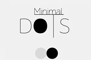Nápis Minimal Dots s velkou černou tečkou uprostřed bílého pozadí a dvěma menšími tečkami pod ním