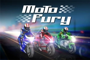 Tři motorkáři na závodních motocyklech v modré, červené a zelené barvě jedou po noční dálnici s rozmazanými světly v pozadí