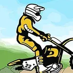 Jezdec na motokrosové motorce v žluto-černé kombinéze na trati s modrou oblohou v pozadí