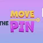 Název Move the Pin s ilustrací barevných koulí v nádrži na fialovém pozadí