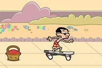 Mr. Bean se naučí jezdit na skateboardu, rád zkouší nové hračky