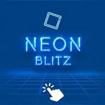 Název NEON BLITZ s neonovým nápisem a ikonou ruky s klikacím gestem na modrém pozadí
