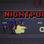 Postavy bojující na městské ulici s nápisem NIGHTPOINT