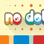 Text no dots v barevném designu na béžovém pozadí s barevnými čtverci pod ním