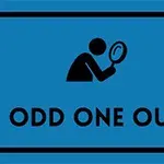 Osoba se zvětšovacím sklem na modrém pozadí s textem Odd One Out