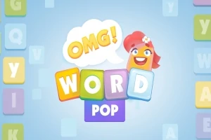 Barevné kostky s písmeny tvořícími slova před usmívající se postavičkou s nápisem OMG!