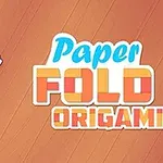 Nápis Paper Fold Origami vedle obrázku ruky skládající trojúhelník papíru s motivem pizzy