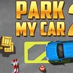 Modré auto parkující na vyznačeném místě, obklopené krabicemi, dopravními kužely a červenobílými zábranami
