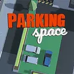 Nad městským parkovištěm jsou zaparkována tři auta s nápisem PARKING space