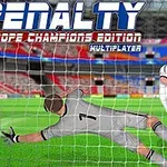 Fotbalový brankář se snaží chytit míč během penalty na stadionu