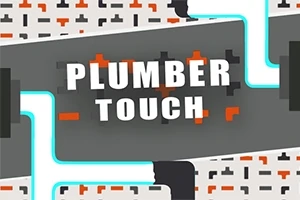 Text Plumber Touch na pozadí s různými trubkami a vzory