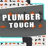 Text Plumber Touch na pozadí s různými trubkami a vzory