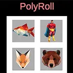 Barevné nízkopolygrafické ilustrace ryby, superhrdiny, lišky a medvěda ve čtyřech rámečcích
