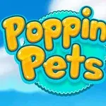 Barevné nápisy Popping Pets na modrém pozadí s oblaky