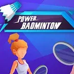 Dvě kreslené postavy hrající badminton s raketami na modrém pozadí