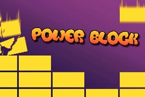 Barevné žluté bloky na fialovém pozadí s nápisem Power Block uprostřed