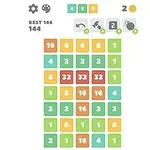 Barevná mřížka s čísly na bílém pozadí, kde jsou různobarevné bloky označené čísly včetně 1, 2, 4, 8, 16, a 32
