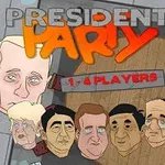 Karikatury známých osobností s nápisem President Party a textem 1-4 players