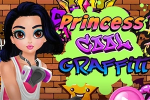 Dívka s tmavými vlasy a ochrannou maskou stojí před cihlovou zdí pokrytou barevným graffiti