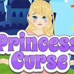 Blonďatá princezna s modrýma očima smutně stojí před hradem