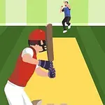 Ilustrace hráče s červenou helmou a pálkou v popředí na hřišti, zatímco v pozadí je hráč v modrém tričku uprostřed pohybu