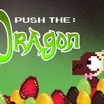 Dva kreslení dráčci stojí na hromadě barevných vajec s nápisem Push the Dragon nahoře
