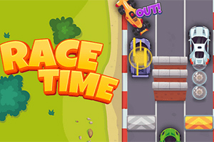 Náhled závodního okruhu s názvem RACE TIME a auty na trati