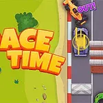Náhled závodního okruhu s názvem RACE TIME a auty na trati