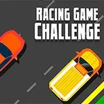 Dva barevné auta na silnici s textem Racing Game Challenge v pravém horním rohu