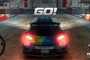 Rally Point Závodní auto připravené na startu s nápisem GO!