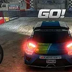 Rally Point Závodní auto připravené na startu s nápisem GO!