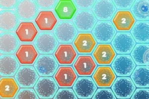 Barevná hexagonální mřížka s čísly na pozadí evokujícím vesmír