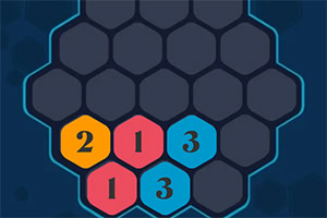 Barevné šestiúhelníky s čísly, které zaplňují část mřížky
