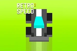 Retro stylizované závodní auto zobrazené shora na zeleném pozadí s nápisem „Retro Speed 2“ v levém horním rohu