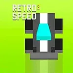 Retro stylizované závodní auto zobrazené shora na zeleném pozadí s nápisem „Retro Speed 2“ v levém horním rohu