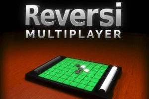 Pod herním logem Reversi Multiplayer je zobrazena zelená hrací deska s několika černými a bílými kameny