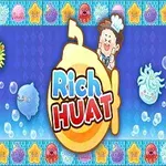 Barevná ilustrace s kulatým tvarem obsahujícím text Rich Huat, obklopená kreslenými mořskými tvory a bublinami na modrém pozadí