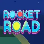 Zelená raketa letí po barevné cestě s nápisem ROCKET ROAD