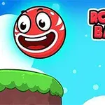 Červená usměvavá koule na zelené plošině proti jednookému příšerákovi, s nápisem Roller Ball 5 na modrém pozadí