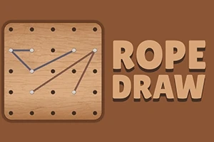 Dřevěná deska s mřížkou a bílými body spojenými čarami vedle textu ROPE DRAW