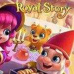Royal Story Kreslená postava čarodějnice vaří, obklopená trpaslíkem a medvědem, v útulné místnosti s dekoracemi