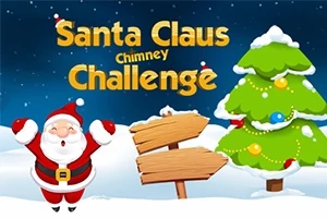 Santa Claus v pozadí zasněžené krajiny s vánočním stromkem a dřevěnou směrovkou