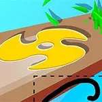 Žlutá pastelka kreslí symbol na dřevěném povrchu s trávou