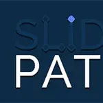 Název SLIDE PATH na tmavě modrém pozadí s grafickými prvky a červenými a modrými body