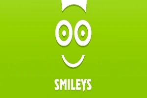 Usmívající se obličej na zeleném pozadí s nápisem Smileys