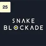 Černé pozadí s textem Snake Blockade uprostřed, obklopené barevnými čtverci s čísly a žlutými kuličkami